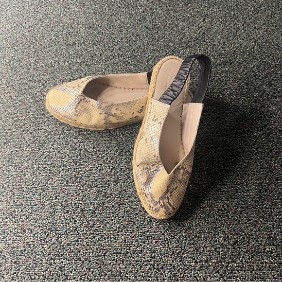 MARIAN Animal Snake Print Neutral Leather Sling Back Flat Espadrilles Shoes Sz 8 - Picture 4 of 16